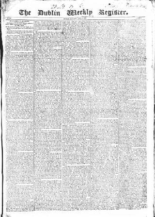 cover page of Dublin Weekly Register published on June 2, 1821