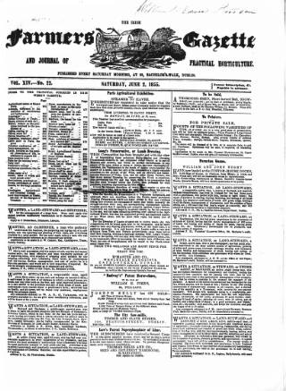 cover page of Farmer's Gazette and Journal of Practical Horticulture published on June 2, 1855
