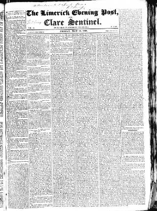 cover page of Limerick Evening Post published on May 23, 1828