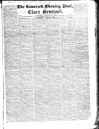 cover page of Limerick Evening Post published on May 19, 1829