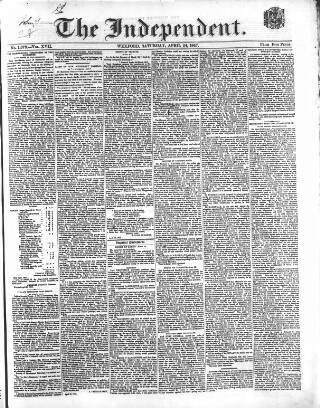 cover page of Wexford Independent published on April 24, 1847
