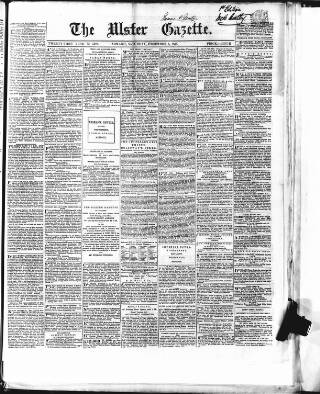 cover page of Ulster Gazette published on December 5, 1863