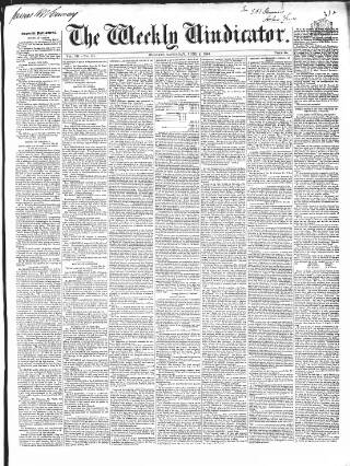 cover page of Weekly Vindicator published on June 2, 1849