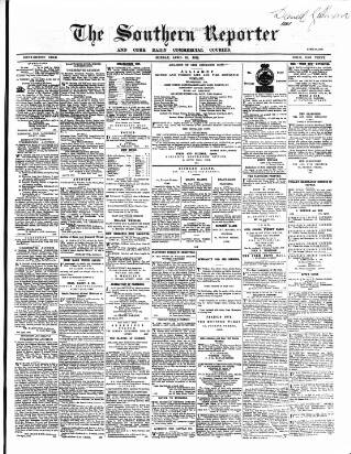 cover page of Southern Reporter and Cork Commercial Courier published on April 26, 1869