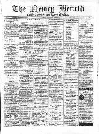 cover page of Newry Herald and Down, Armagh, and Louth Journal published on May 28, 1862