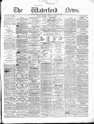 cover page of Waterford News published on April 25, 1862