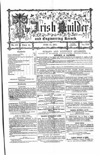 cover page of The Dublin Builder published on June 15, 1871