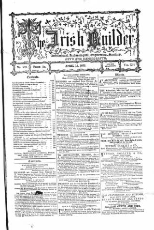 cover page of The Dublin Builder published on April 15, 1872