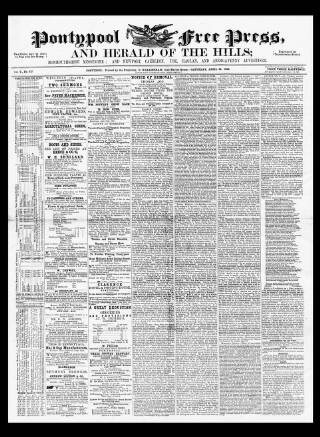 cover page of Pontypool Free Press published on April 25, 1863