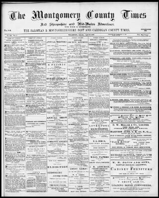 cover page of Montgomery County Times and Shropshire and Mid-Wales Advertiser published on April 23, 1898