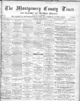 cover page of Montgomery County Times and Shropshire and Mid-Wales Advertiser published on April 20, 1901