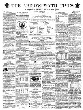 cover page of Aberystwyth Times published on June 25, 1870