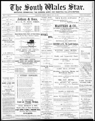 cover page of South Wales Star published on May 29, 1891