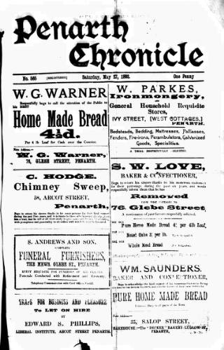 cover page of Penarth Chronicle and Cogan Echo published on May 27, 1893