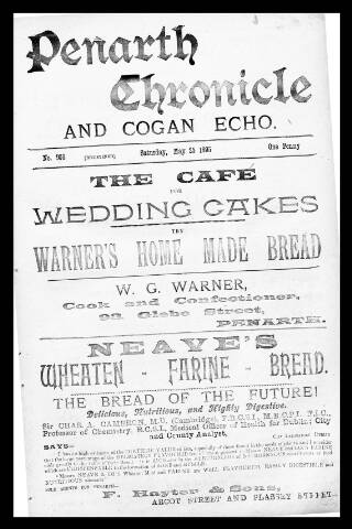 cover page of Penarth Chronicle and Cogan Echo published on May 25, 1895