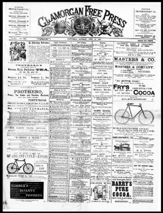 cover page of Glamorgan Free Press published on April 15, 1899