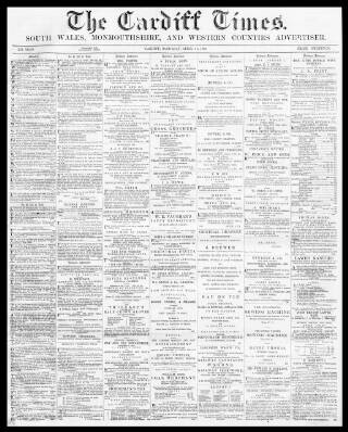 cover page of Cardiff Times published on April 24, 1869