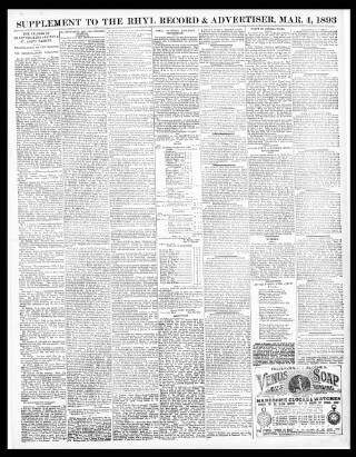 cover page of Rhyl Record and Advertiser published on March 4, 1893