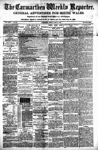 cover page of Carmarthen Weekly Reporter published on April 27, 1888