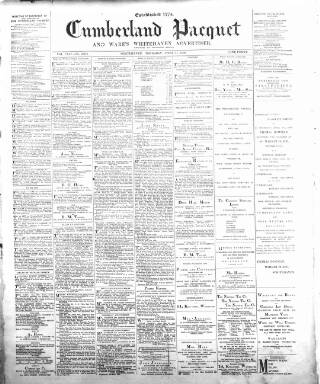 cover page of Cumberland Pacquet, and Ware's Whitehaven Advertiser published on April 24, 1890
