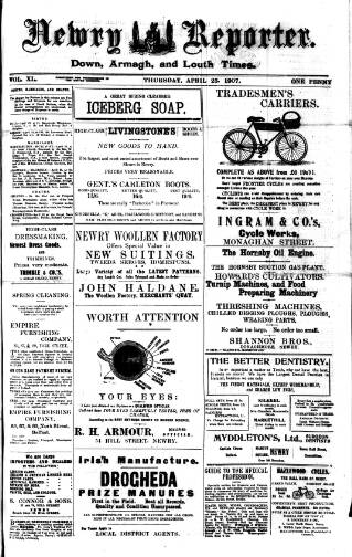 cover page of Newry Reporter published on April 25, 1907