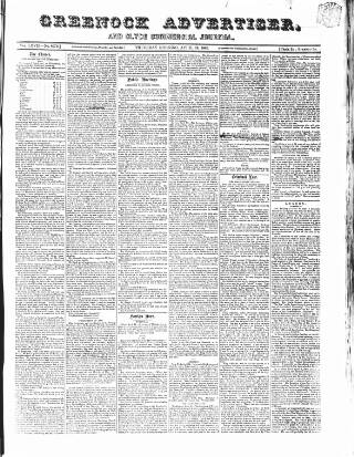 cover page of Greenock Advertiser published on April 26, 1866