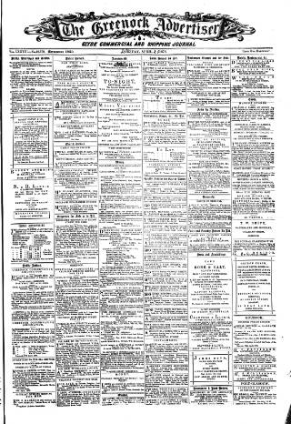 cover page of Greenock Advertiser published on April 20, 1878