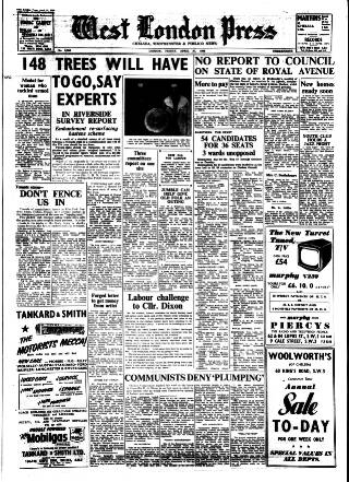 cover page of Chelsea News and General Advertiser published on April 27, 1956
