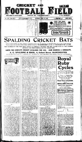 cover page of Cricket and Football Field published on April 23, 1910