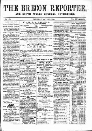cover page of Brecon Reporter and South Wales General Advertiser published on May 26, 1866