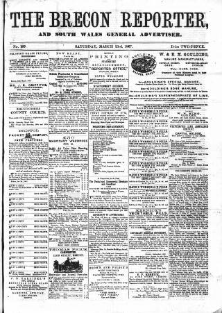 cover page of Brecon Reporter and South Wales General Advertiser published on March 23, 1867