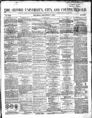 cover page of Oxford University and City Herald published on December 4, 1847