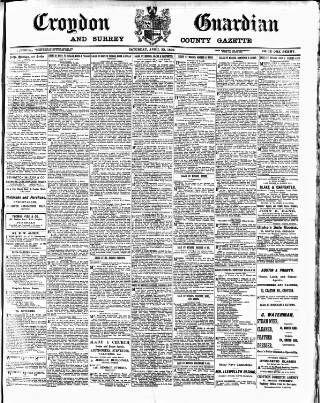 cover page of Croydon Guardian and Surrey County Gazette published on April 23, 1898
