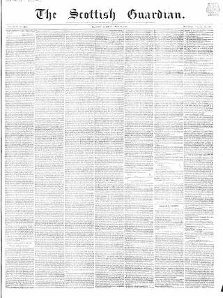 cover page of Scottish Guardian (Glasgow) published on April 26, 1853