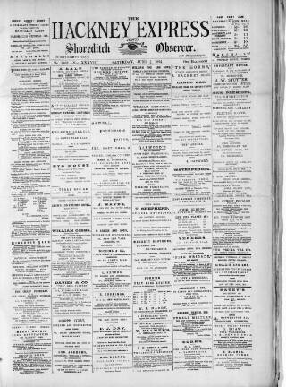 cover page of Shoreditch Observer published on June 2, 1894