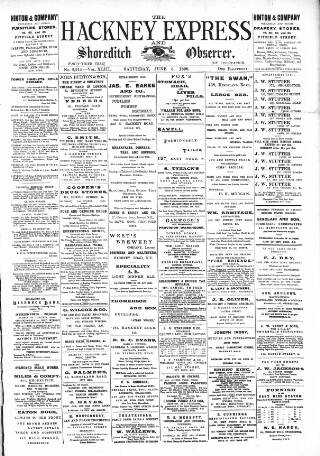 cover page of Shoreditch Observer published on June 3, 1899