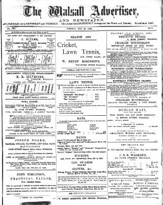 cover page of Walsall Advertiser published on May 28, 1889