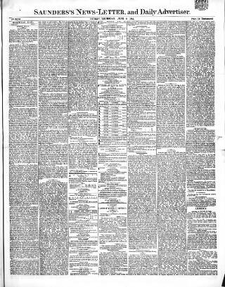 cover page of Saunders's News-Letter published on June 2, 1864