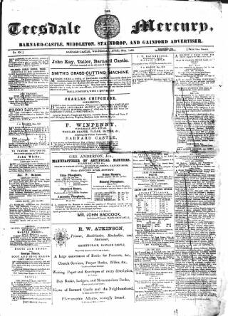 cover page of Teesdale Mercury published on April 25, 1866