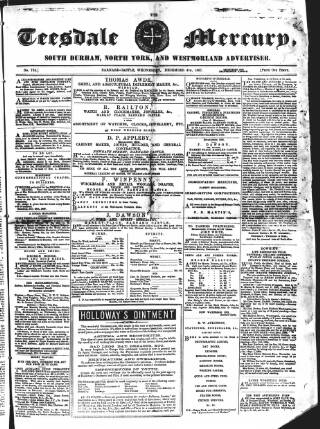 cover page of Teesdale Mercury published on December 4, 1867
