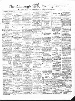 cover page of Edinburgh Evening Courant published on April 18, 1861