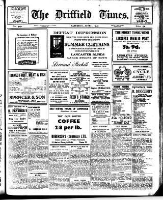 cover page of Driffield Times published on June 1, 1940