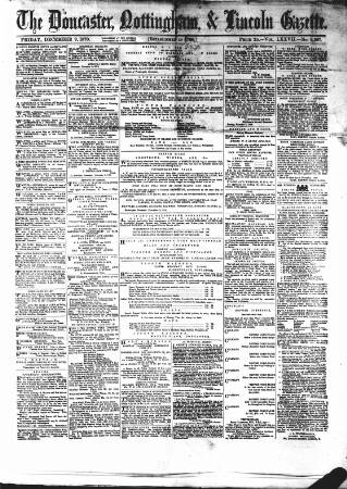 cover page of Doncaster Gazette published on December 9, 1870