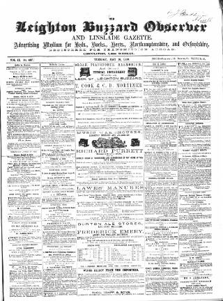 cover page of Leighton Buzzard Observer and Linslade Gazette published on May 18, 1869