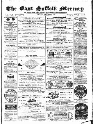 cover page of East Suffolk Mercury and Lowestoft Weekly News published on December 3, 1859