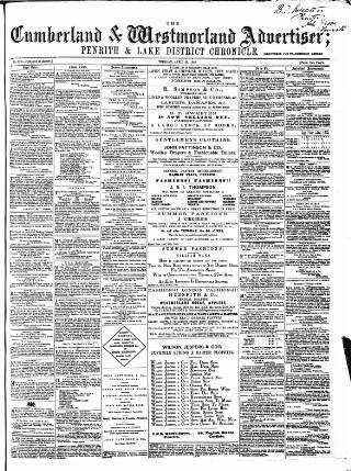 cover page of Cumberland and Westmorland Advertiser, and Penrith Literary Chronicle published on April 25, 1865