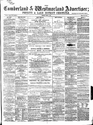 cover page of Cumberland and Westmorland Advertiser, and Penrith Literary Chronicle published on June 2, 1868