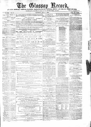 cover page of Glossop Record published on July 1, 1865