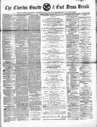 cover page of Tiverton Gazette (Mid-Devon Gazette) published on November 29, 1864