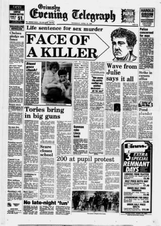 cover page of Grimsby Daily Telegraph published on April 25, 1985